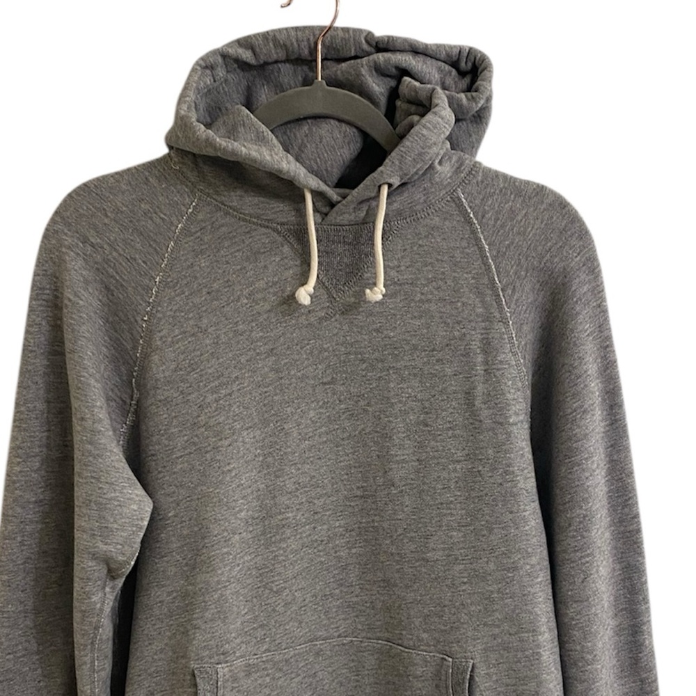 J.CREW VINTAGE FLEECE HOODED SWEATSHIRT SZ MEDIUM SOFT GRAY HOODIE THICK & WARM - Picture 3 of 15